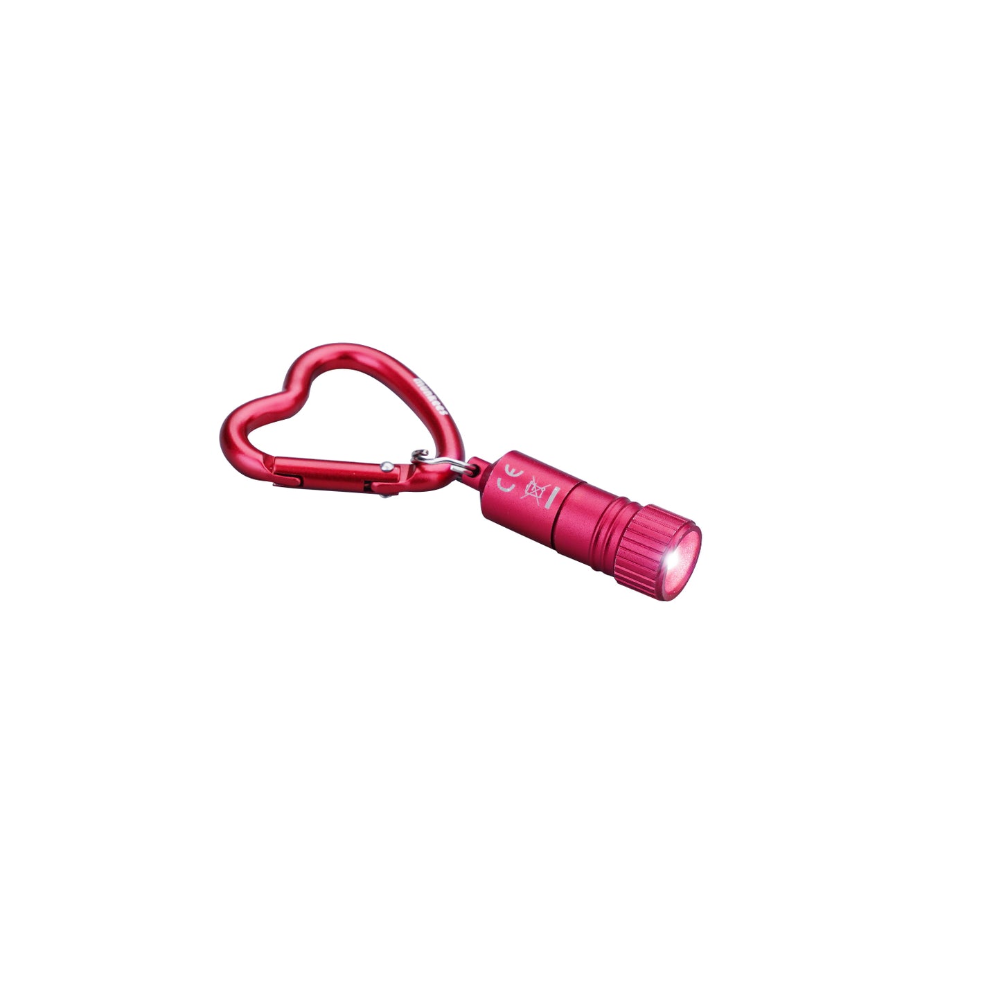 munkees Mini LED Taschenlampe mit Herz-Karabiner rot