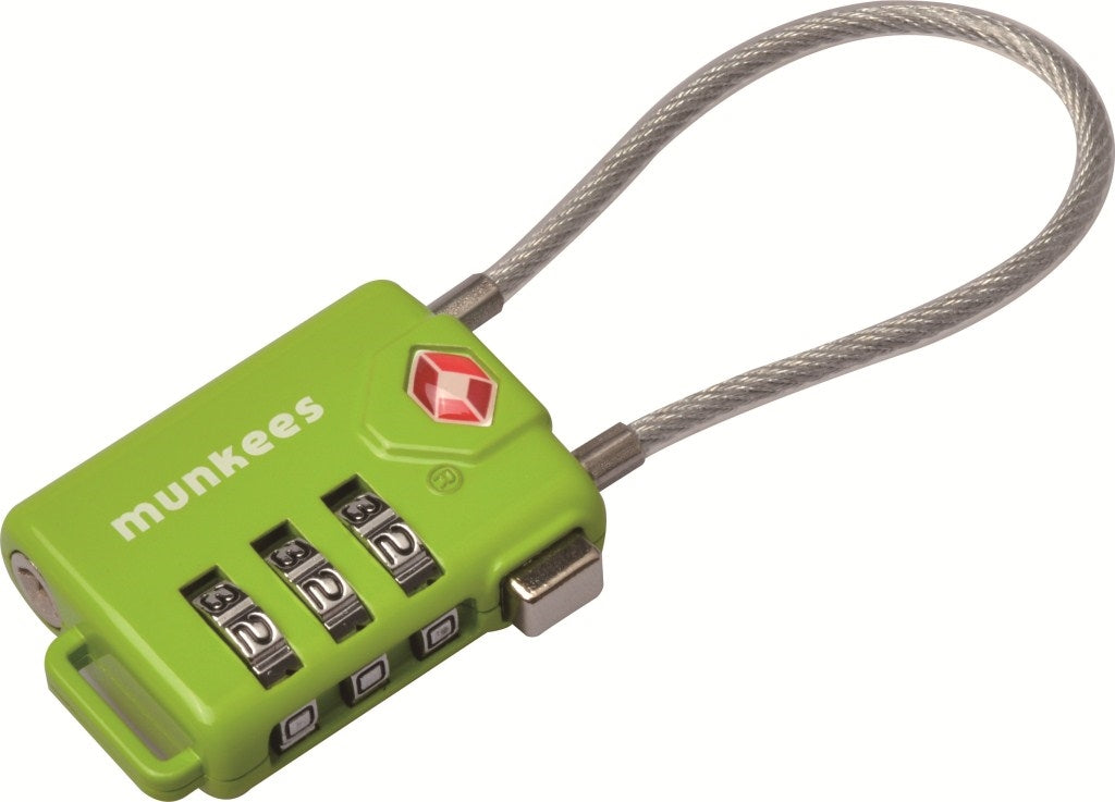 Munkees TSA Kabel-Zahlenschloss Verpackung Rückseite mit Produktinformationen