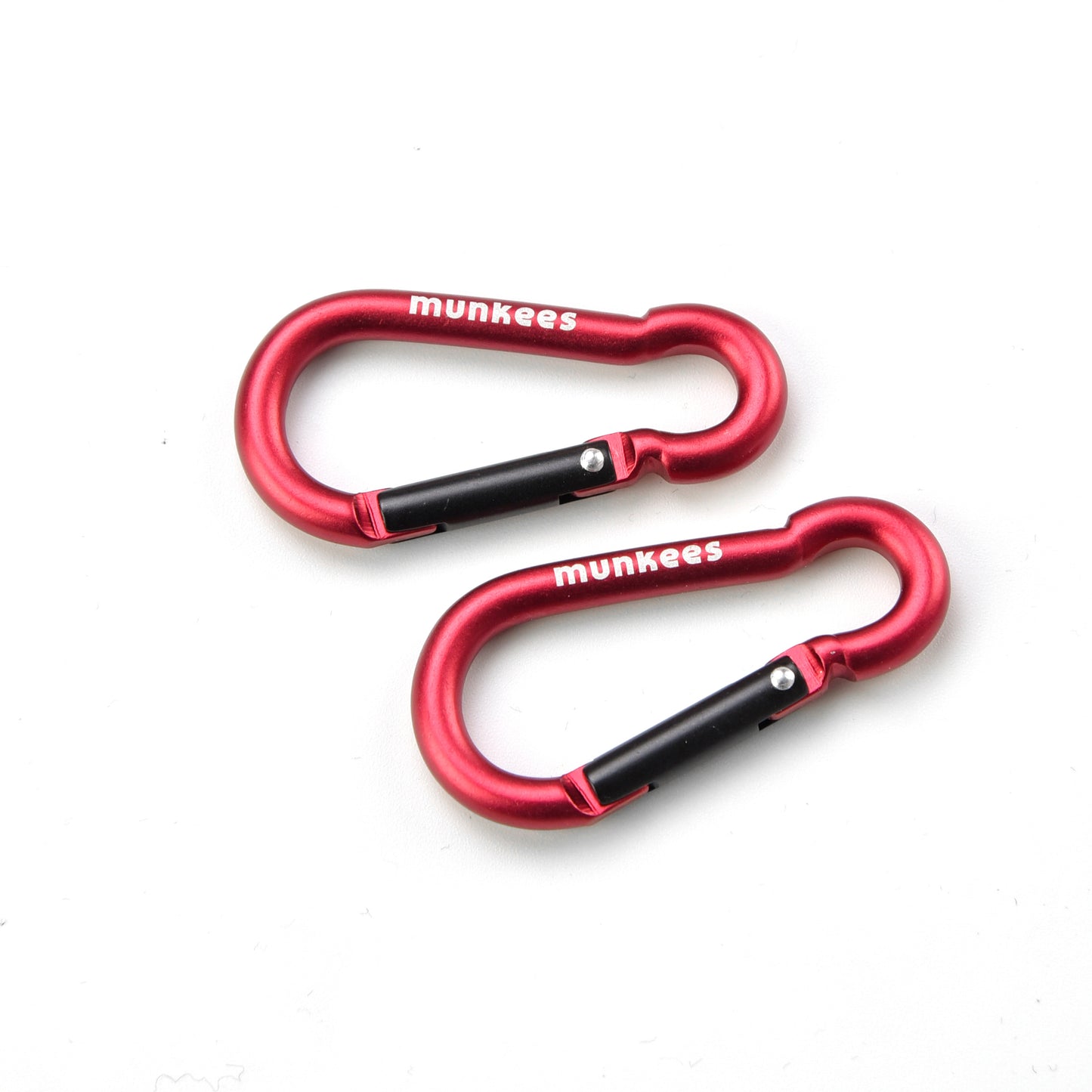 munkees Karabiner Birnenform 2 Stück silber glänzend Frontansicht