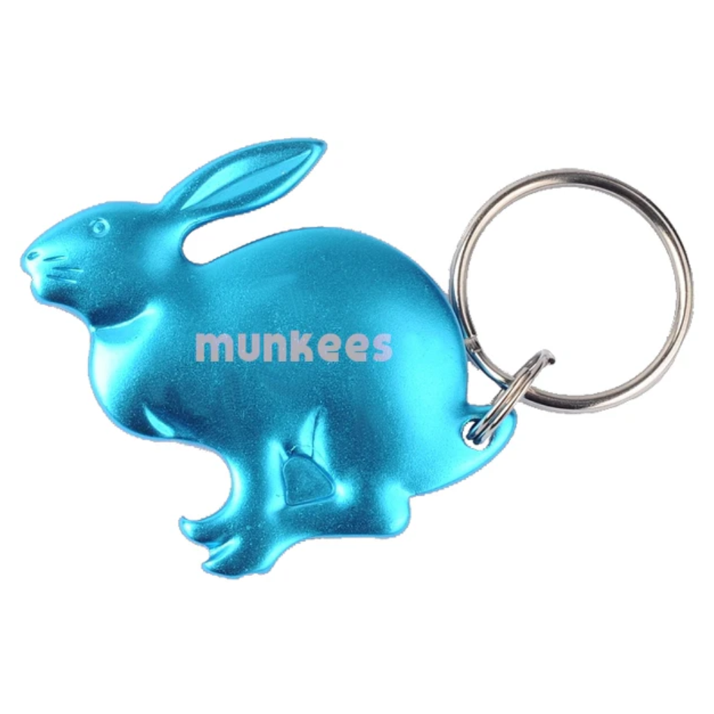 Munkees Flaschenöffner Hase 3D Schlüsselanhänger in silberner Metalloptik