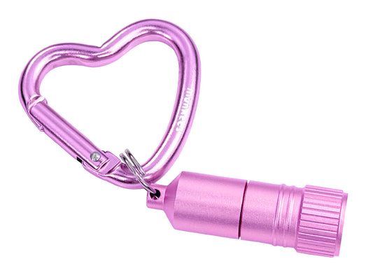 munkees Mini LED Taschenlampe mit Herz-Karabiner – pink