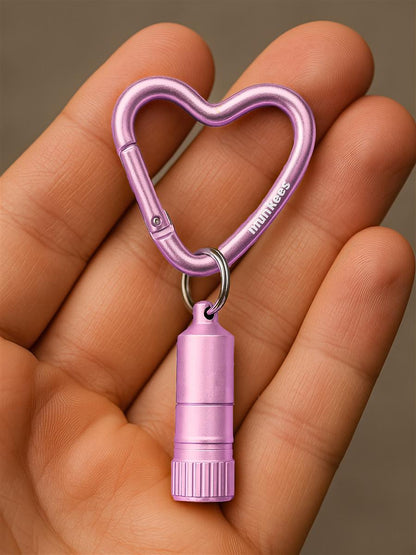 munkees Mini LED Taschenlampe mit Herz-Karabiner – pink