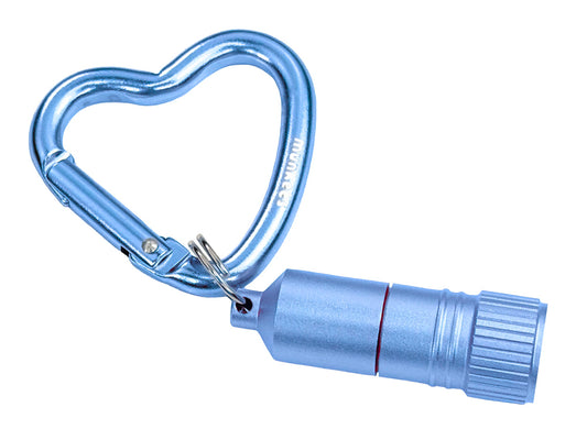 munkees Mini LED Taschenlampe mit Herz-Karabiner – Blau