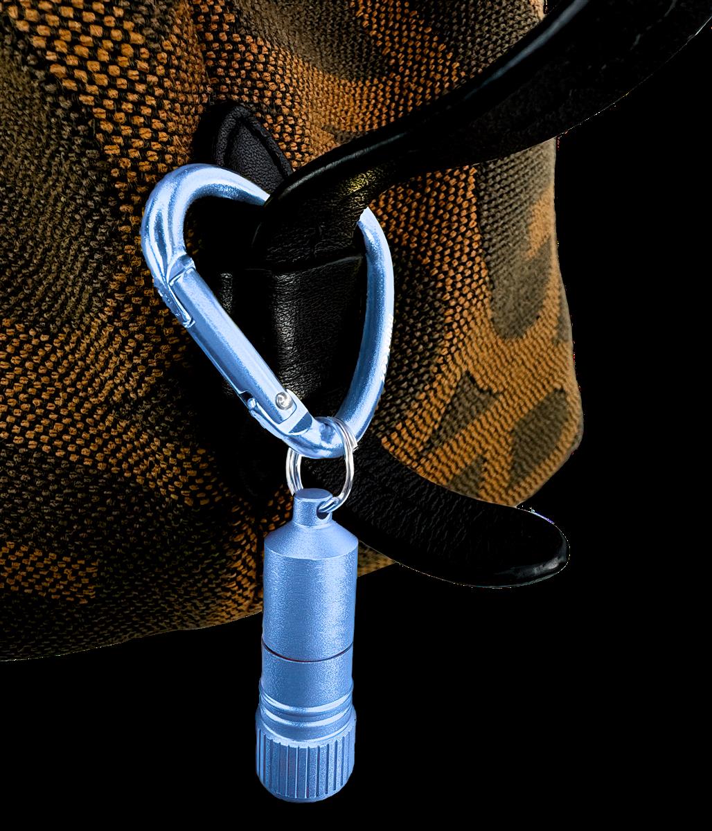 munkees Mini LED Taschenlampe mit Herz-Karabiner – Blau