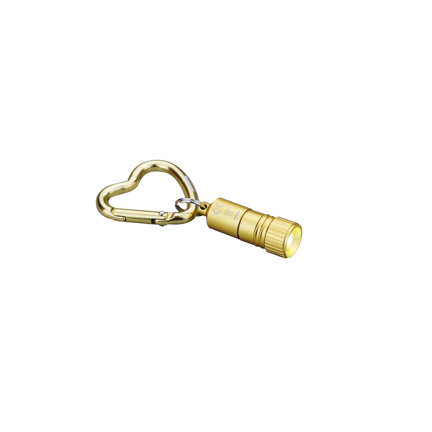 munkees Mini LED Taschenlampe mit Herz-Karabiner gold