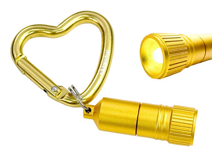 munkees Mini LED Taschenlampe mit Herz-Karabiner gold