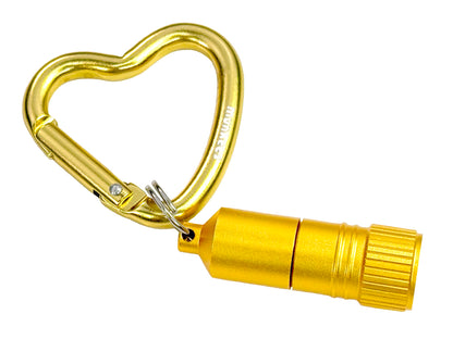 munkees Mini LED Taschenlampe mit Herz-Karabiner gold