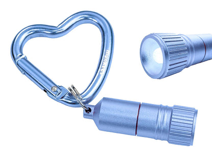 munkees Mini LED Taschenlampe mit Herz-Karabiner blau