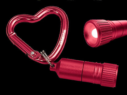 Munkees Mini LED Taschenlampe mit Herz-Karabiner – Rot