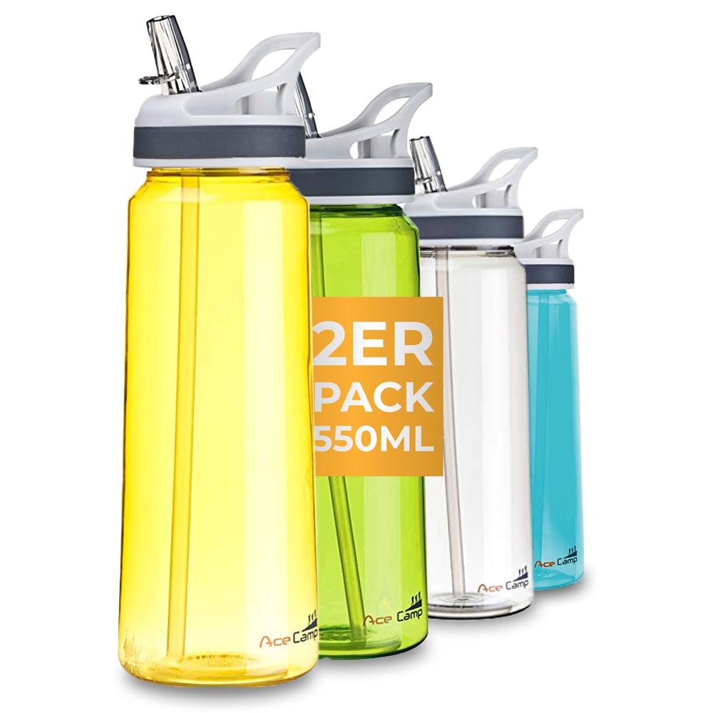 AceCamp TRITAN Trinkflasche BPA-frei mit Trinkhalm