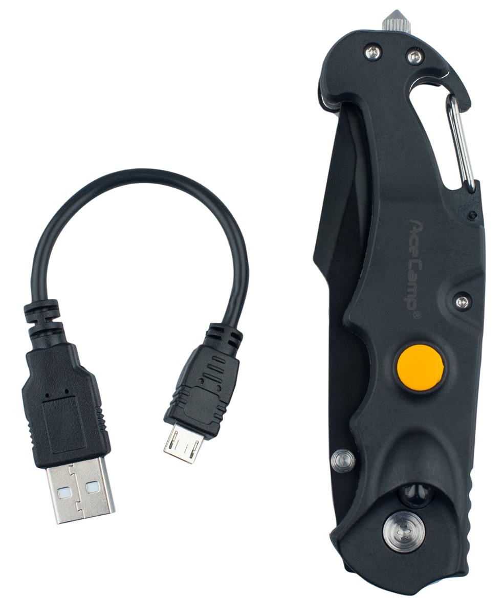 AceCamp 4-in-1 Multifunktionsmesser mit LED & Glasbrecher