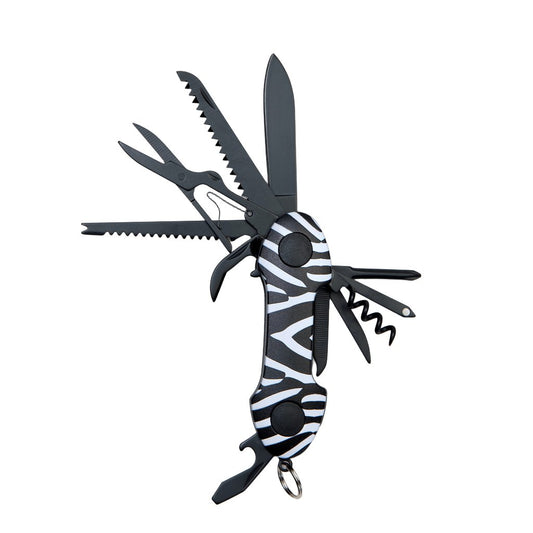 munkees Taschenmesser Zebra mit 15 Funktionen in geschlossenem Zustand