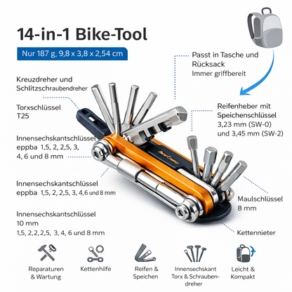 Acecamp All-In-One Bike Tool – Fahrrad-Multitool 14-in-1
