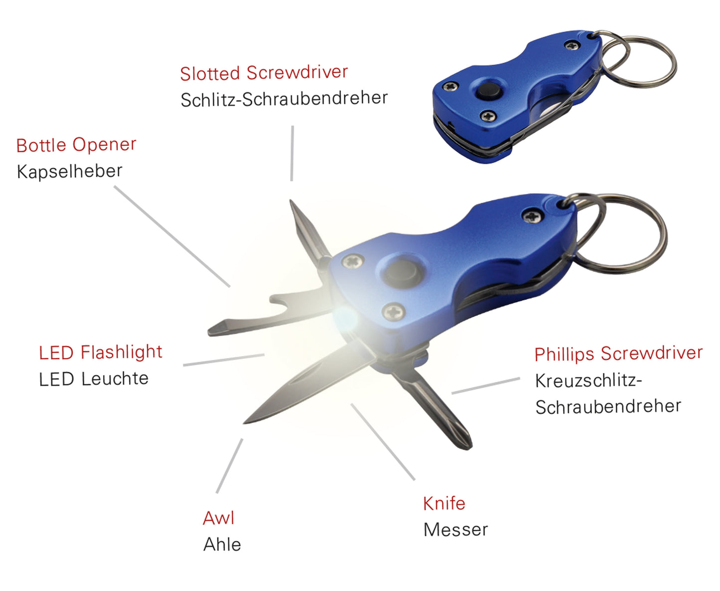 munkees Multi-Tool mit LED und 6 Funktionen