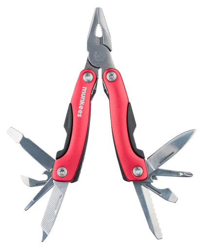 munkees Edelstahl Multi Tool mit 9 Funktionen – Rot