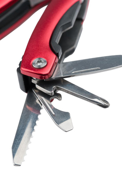 munkees Edelstahl Multi Tool mit 9 Funktionen – Rot