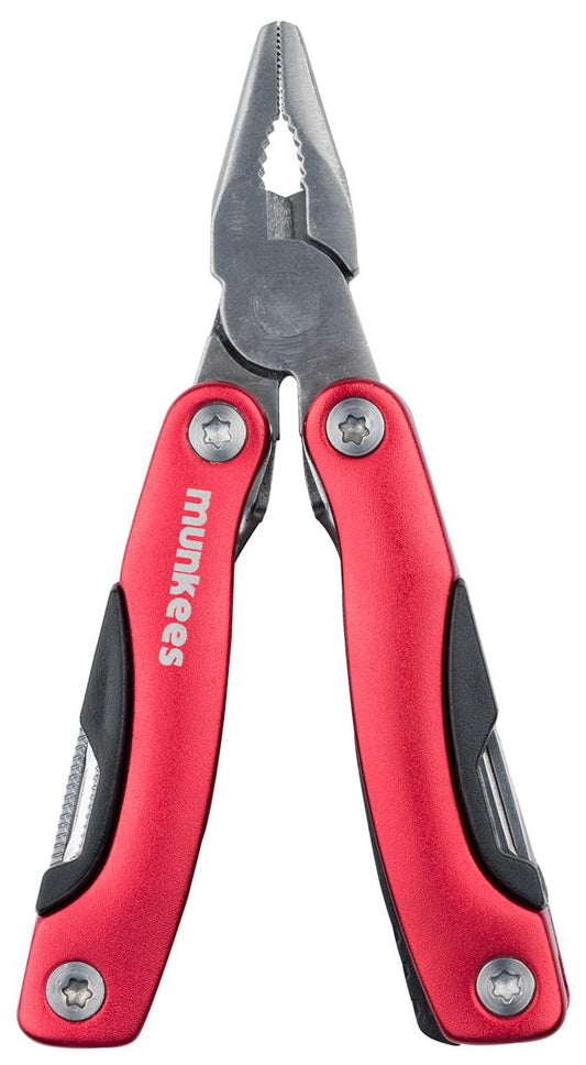 munkees Edelstahl Multi Tool mit 9 Funktionen – Rot