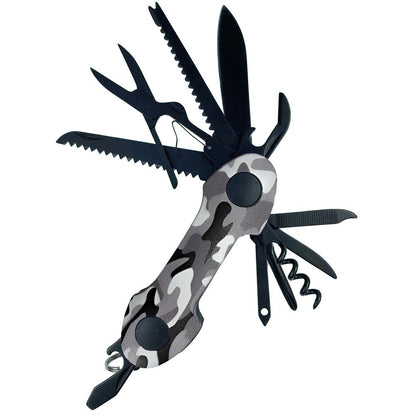 munkees® Taschenmesser Camouflage, 15 Funktionen, kompakt