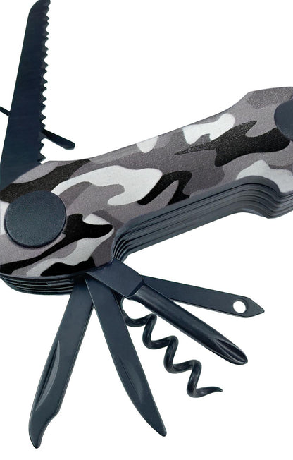 munkees® Taschenmesser Camouflage, 15 Funktionen, kompakt