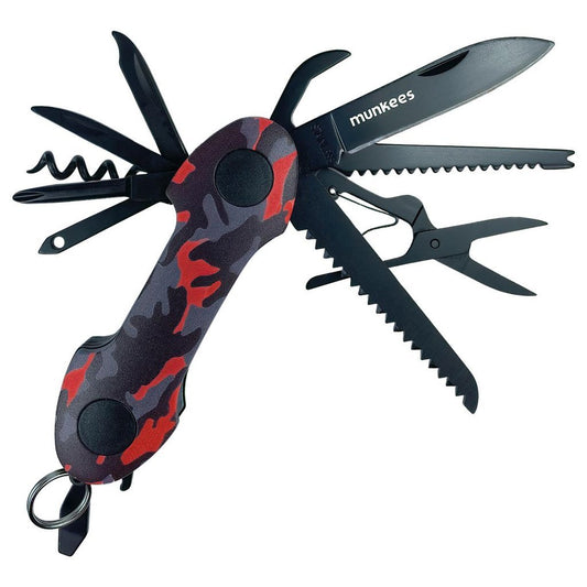 munkees Taschenmesser Camouflage 15-in-1 Rottarn aufgeklappt alle Werkzeuge