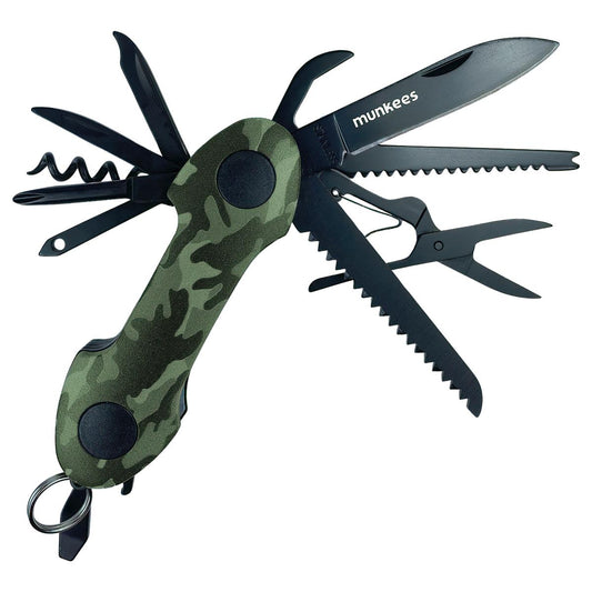 munkees® Taschenmesser Camouflage mit 15 Funktionen