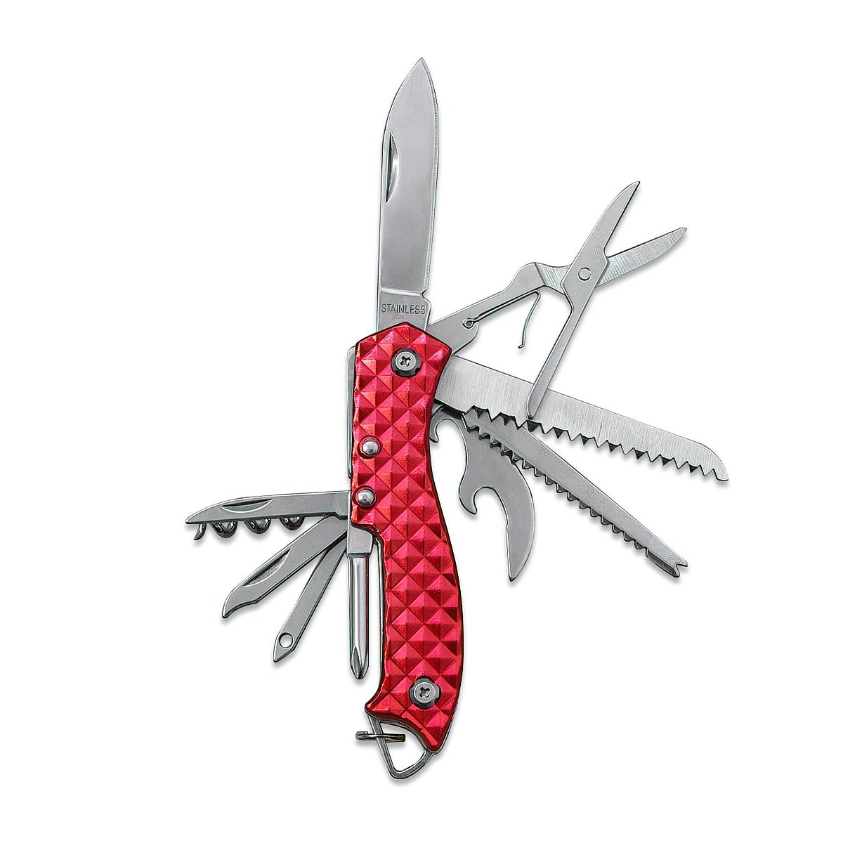 munkees® 14-in-1 Taschenmesser Rubinrot-Metallic