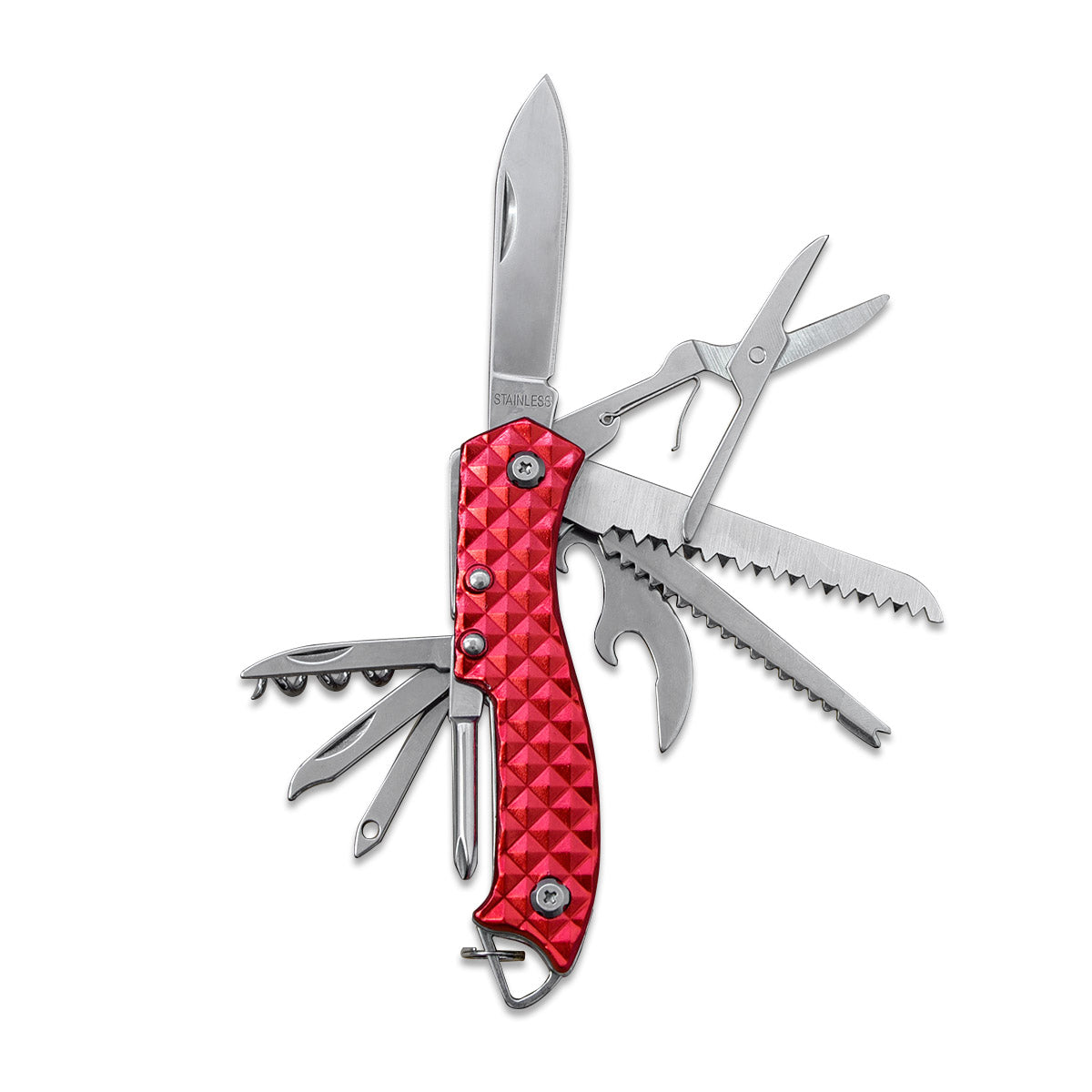 munkees Taschenmesser METALL – 14 Funktionen – Rot