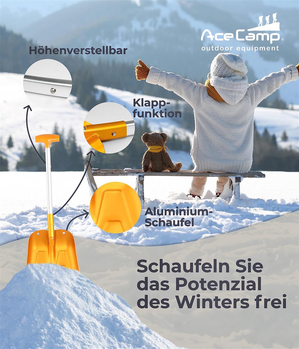 AceCamp faltbare Schneeschaufel aus Aluminium