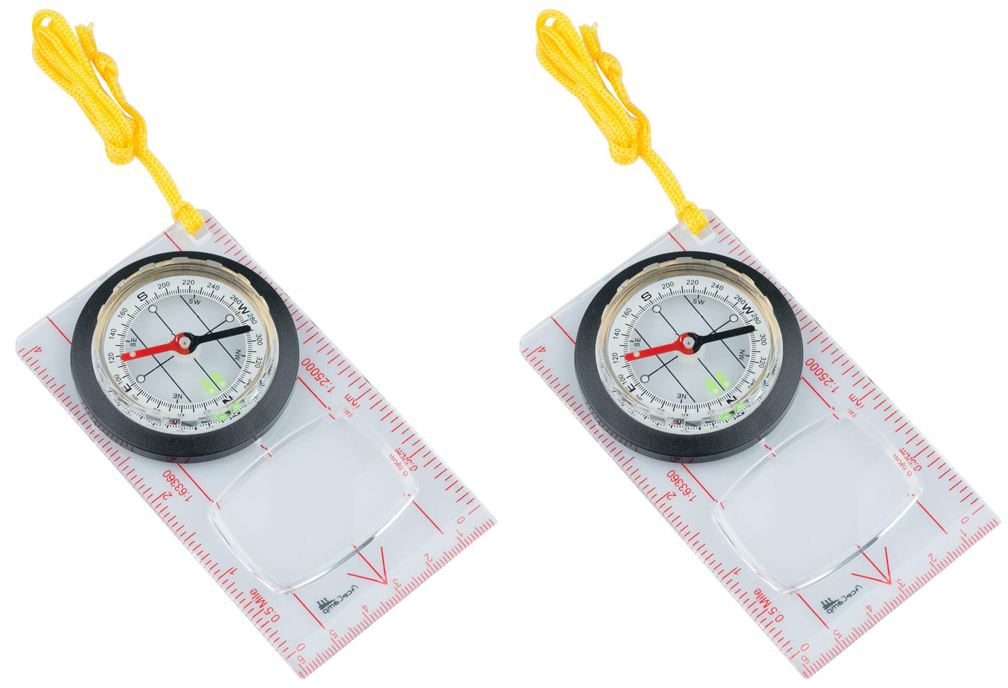 AceCamp fluoreszierender Kartenkompass mit Bodenplatte