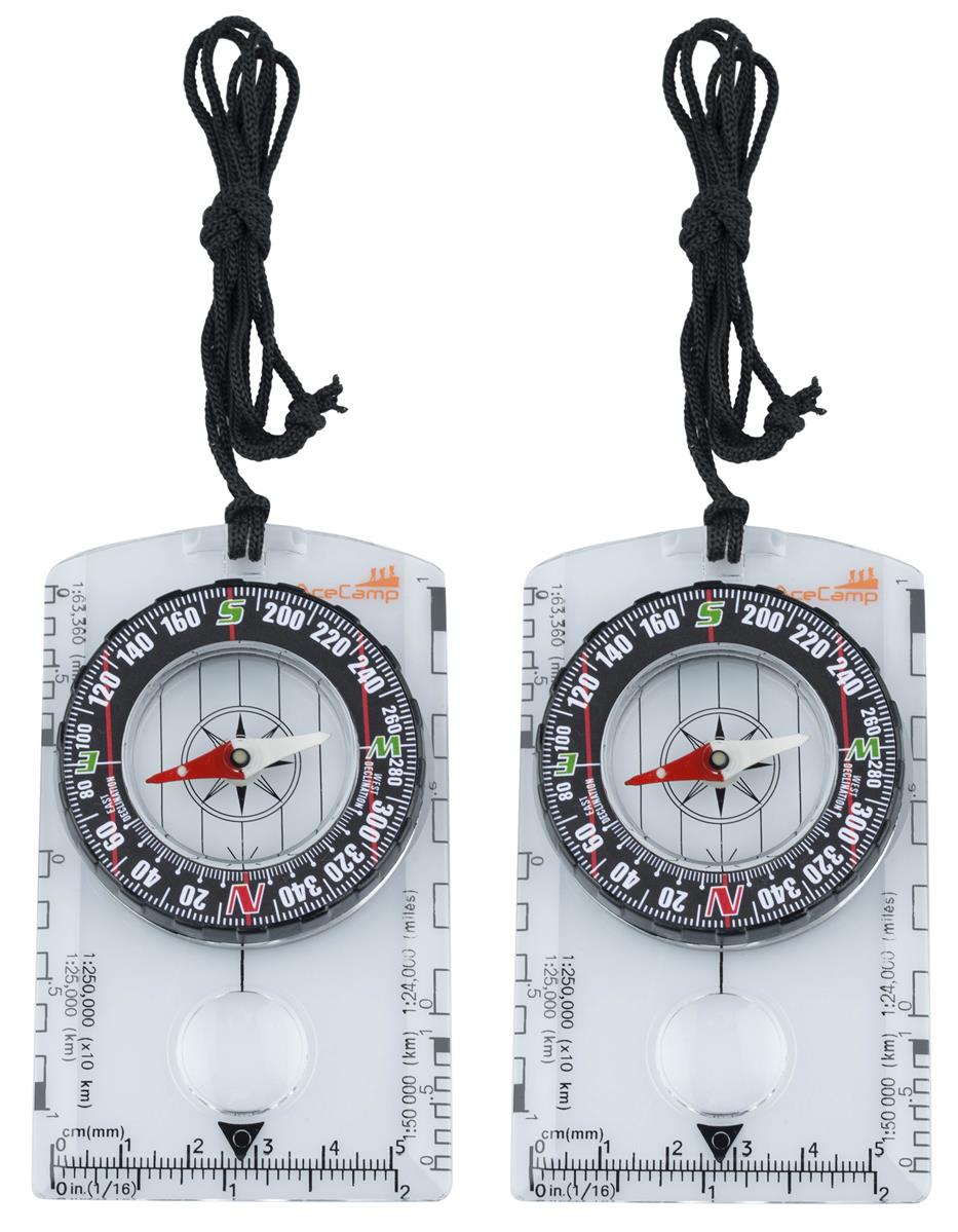 AceCamp Kartenkompass mit Lupe und Umhängeband