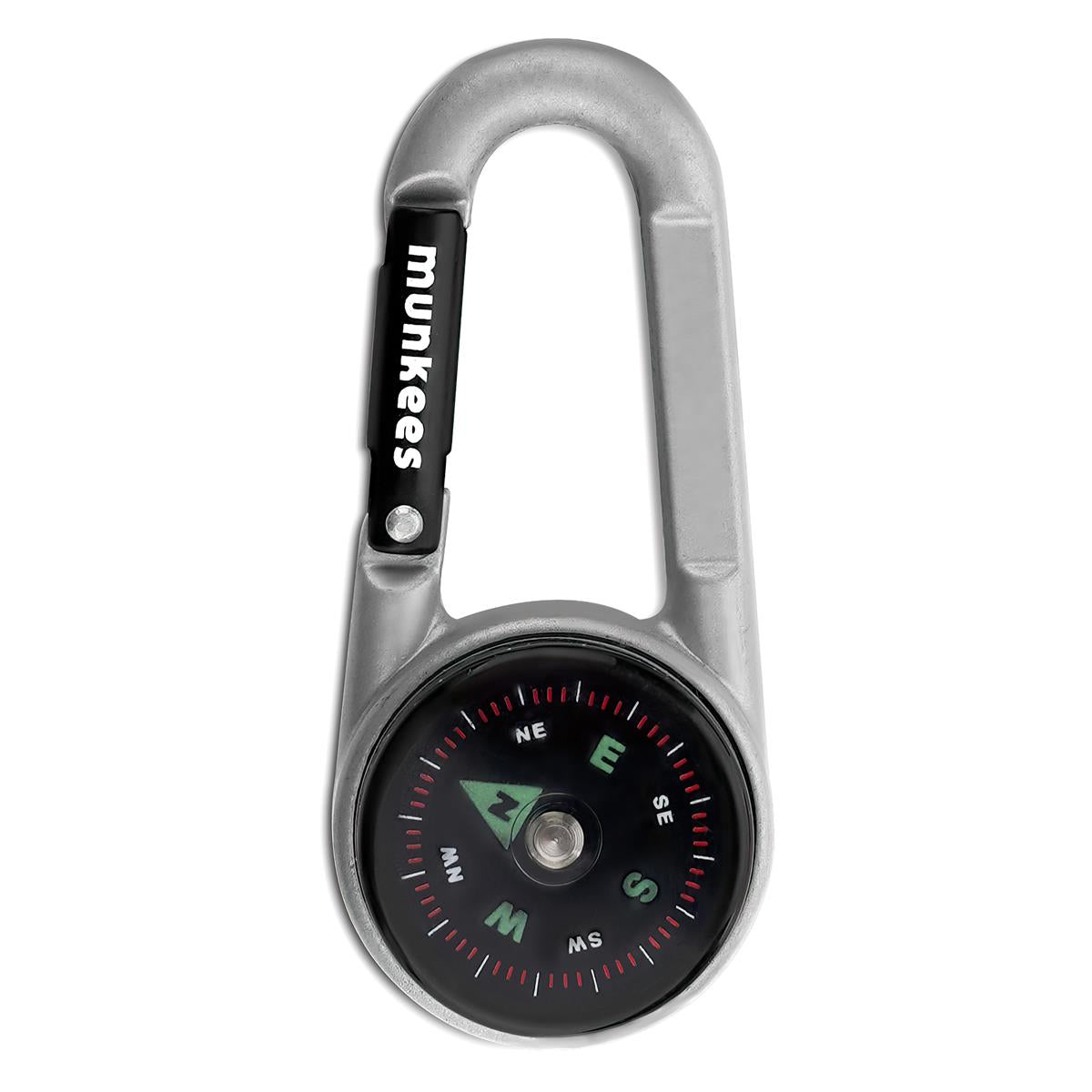 2 x munkees Kompass-Karabiner mit Thermometer silber