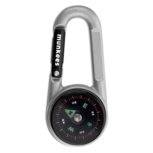 2 x munkees Kompass-Karabiner mit Thermometer silber