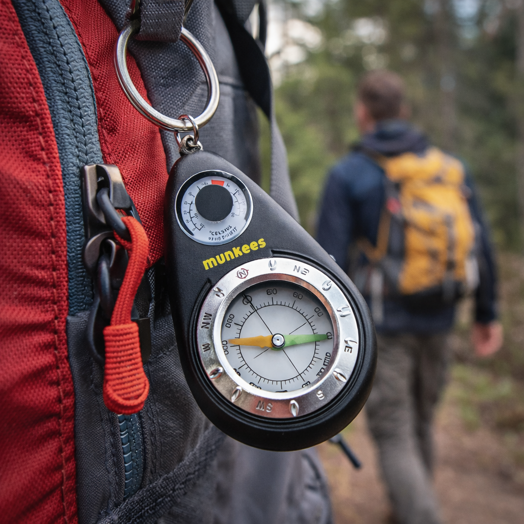 munkees Kompass-Schlüsselanhänger mit Thermometer