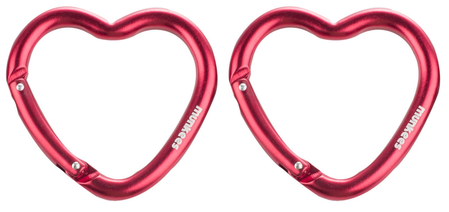 2er-Set munkees Herz-Karabiner rot – Mini-Schlüsselanhänger