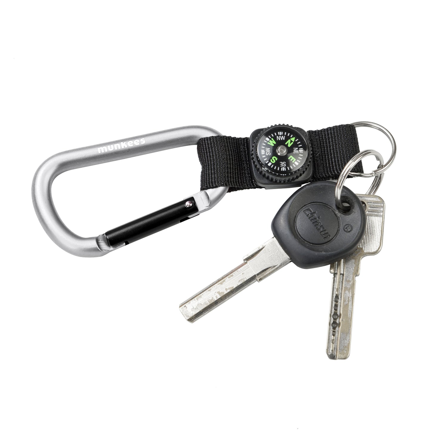 munkees Karabiner-Schlüsselanhänger mit Kompass