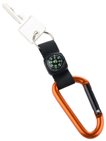 2er-Set Karabiner-Schlüsselanhänger mit Band & Kompass