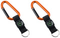2er-Set Karabiner-Schlüsselanhänger mit Band & Kompass