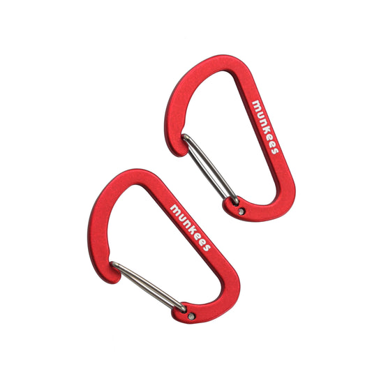 munkees Flacher Mini-Karabiner 4er-Set – Rot, 40 mm