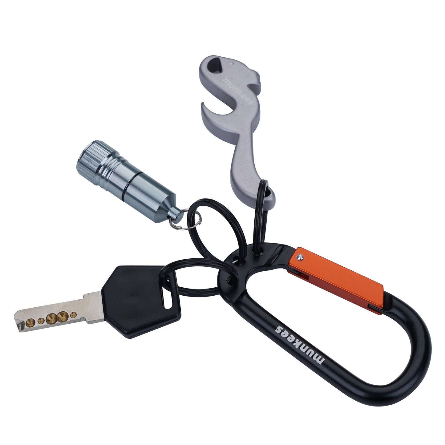 Munkees Karabiner mit 3 Schlüsselringen – Schwarz