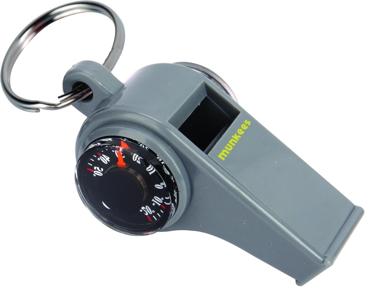 munkees 3in1 Pfeife mit Kompass & Thermometer, grau