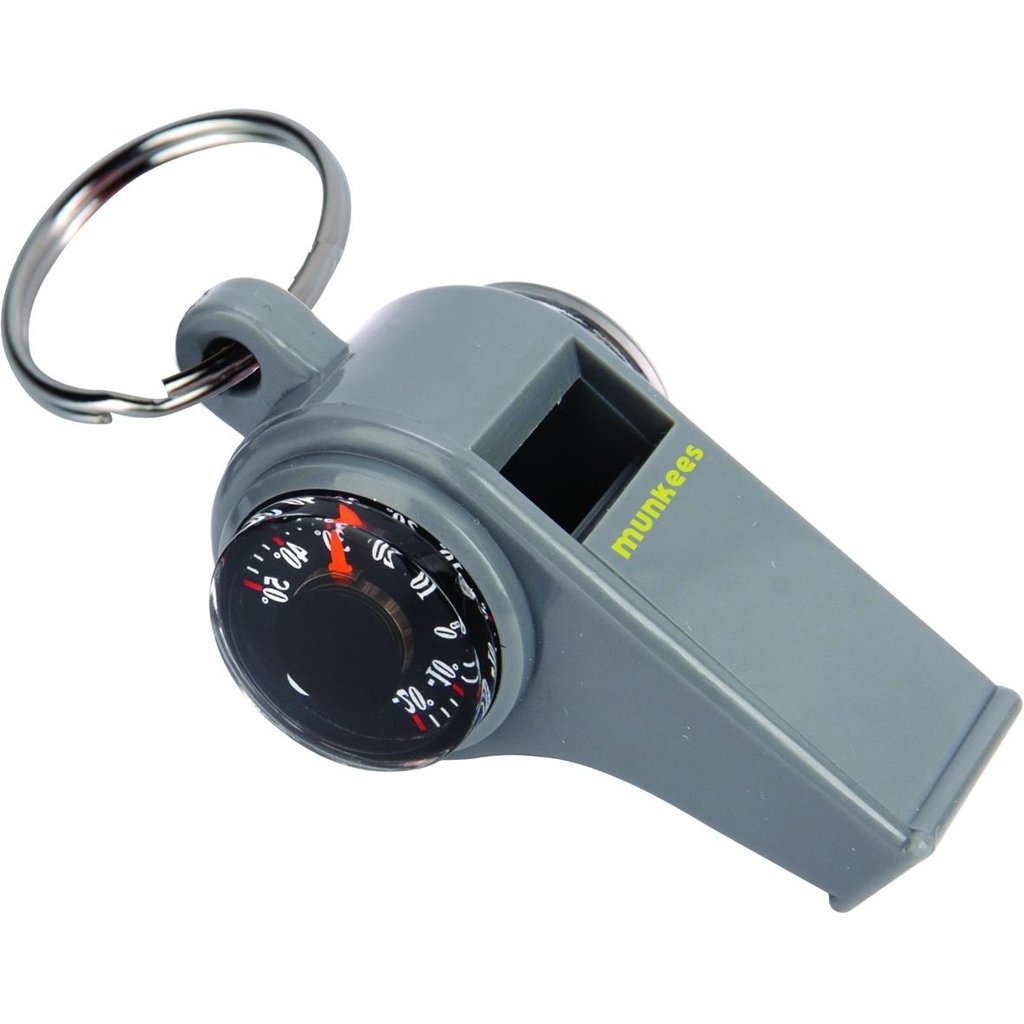Munkees 3-in-1 Pfeife mit Kompass und Thermometer in Nahaufnahme