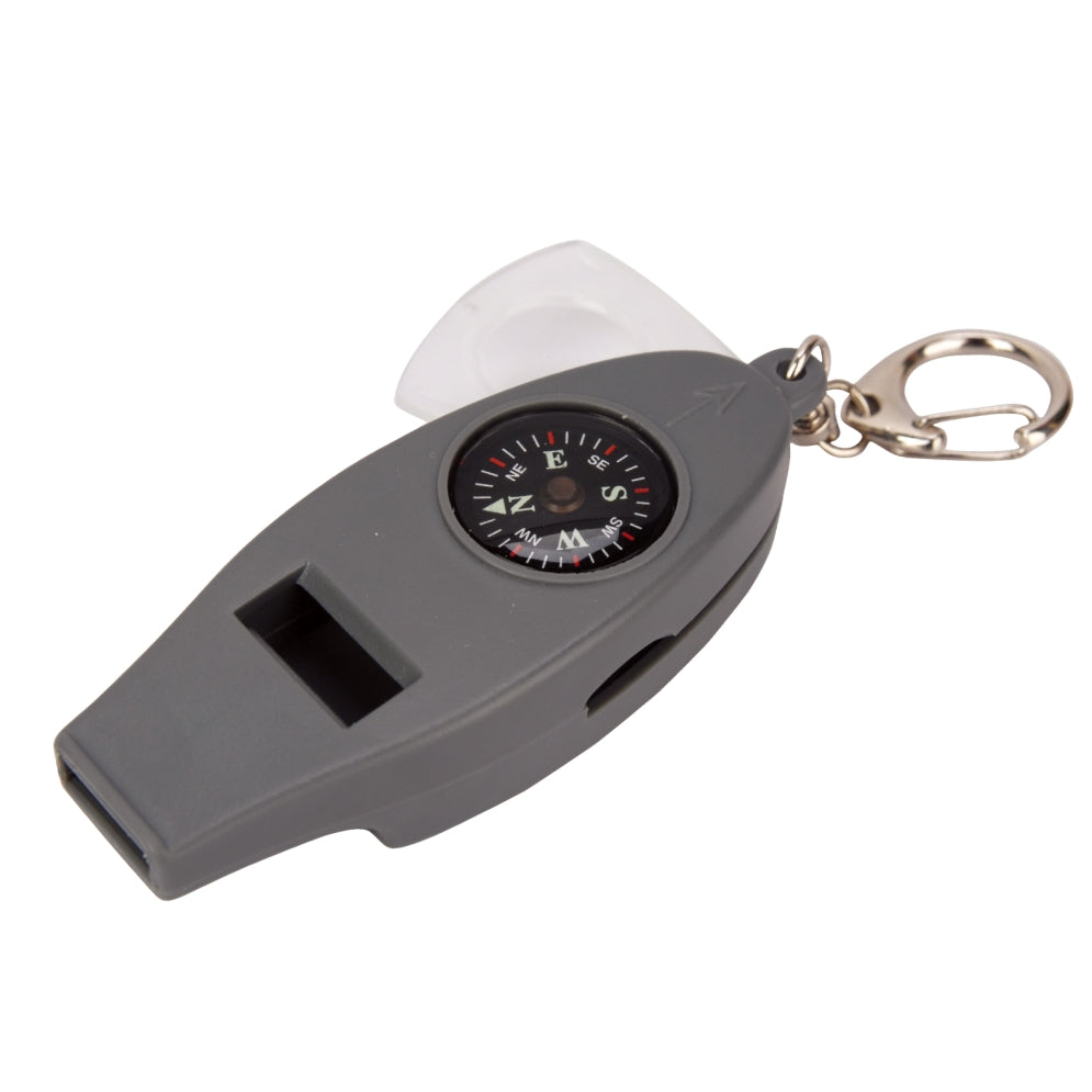 4-in-1 Notfallpfeife mit Kompass, Thermometer & Lupe