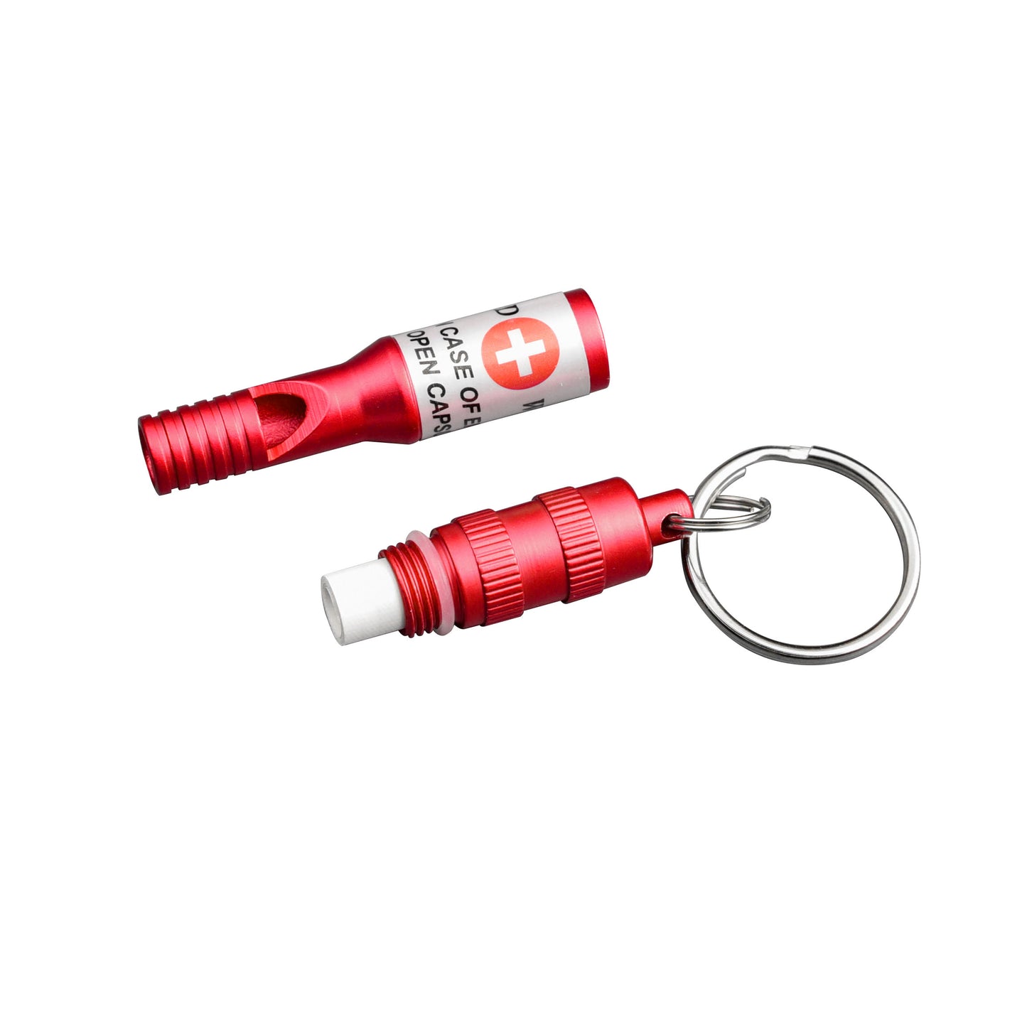 munkees Notfallpfeife mit Kapsel & Schlüsselanhänger, Rot