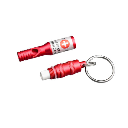 munkees Notfallpfeife mit Kapsel & Schlüsselanhänger, Rot