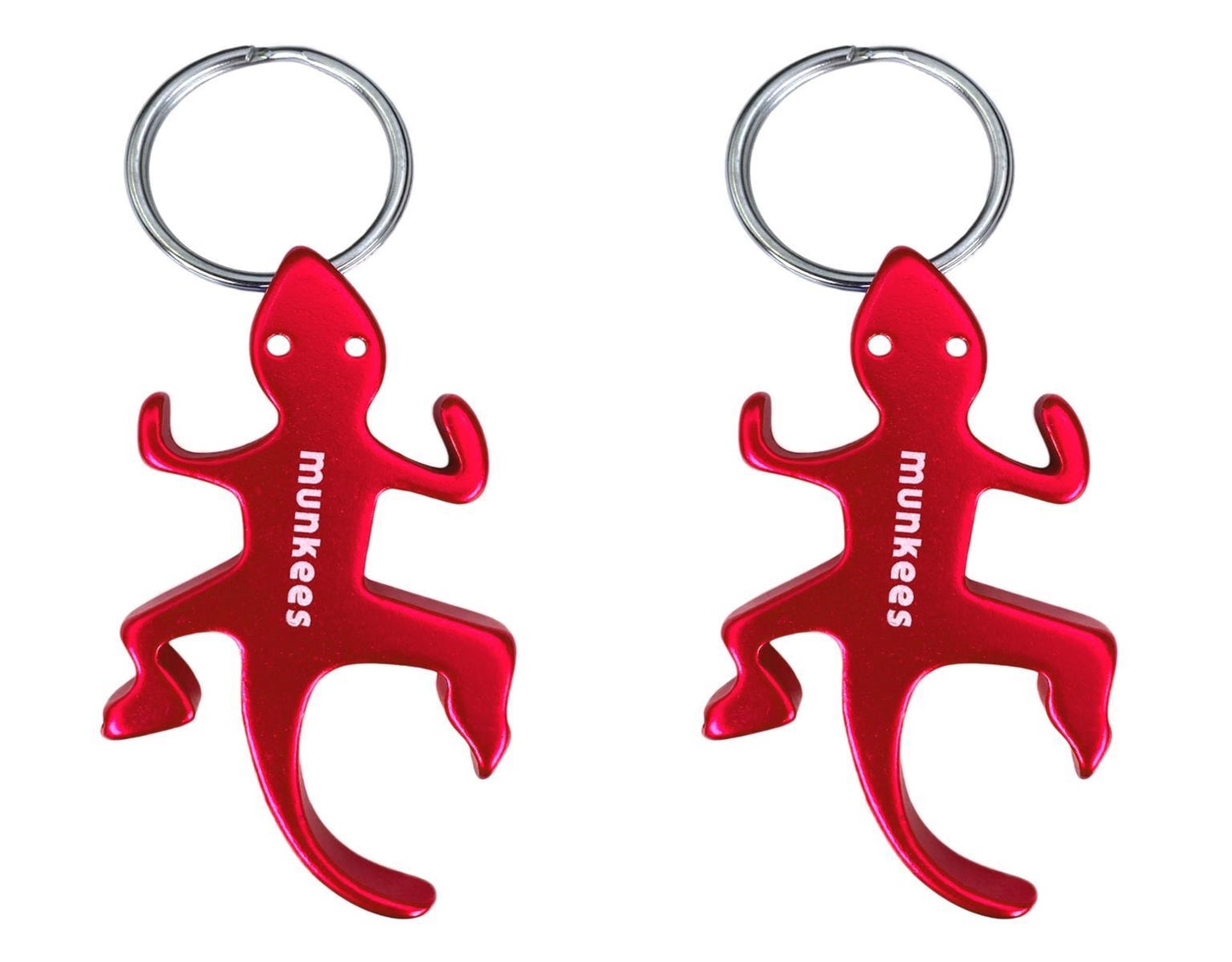 2 x munkees Eidechsen-Flaschenöffner Schlüsselanhänger Rot