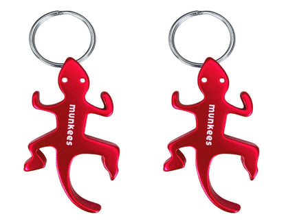 2 x munkees Eidechsen-Flaschenöffner Schlüsselanhänger Rot