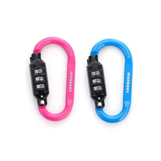 munkees Zahlenschloss-Karabiner D-Form – Magenta oder Blau