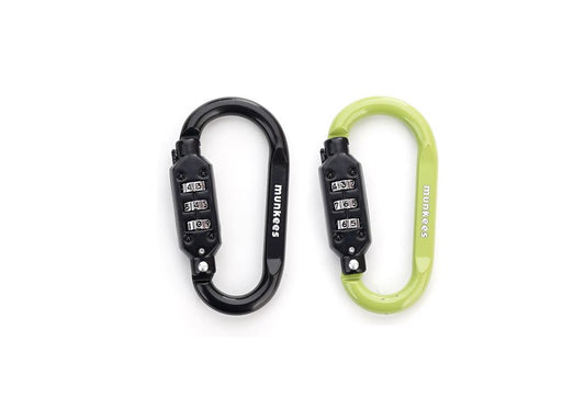 munkees Zahlenschloss Karabiner D-Form Schwarz/Grün