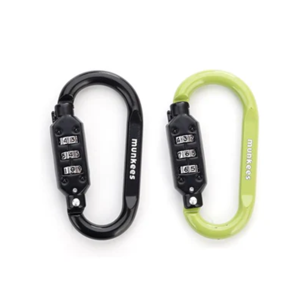 Munkees Zahlenschloss Karabiner D-Form 2er-Set Schwarz/Grün