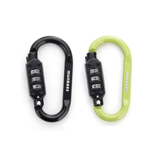 Munkees Zahlenschloss Karabiner D-Form 2er-Set Schwarz/Grün